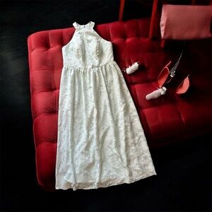 Elegant Light Green Lace Halter Dress